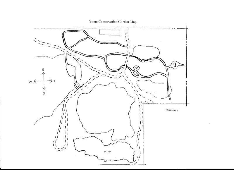 Botanical garden map showing entrance and trails