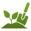 Green plant and spade symbol