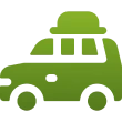 Green car icon with luggage